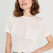 T-shirt d&eacute;tail noeud ecru femme