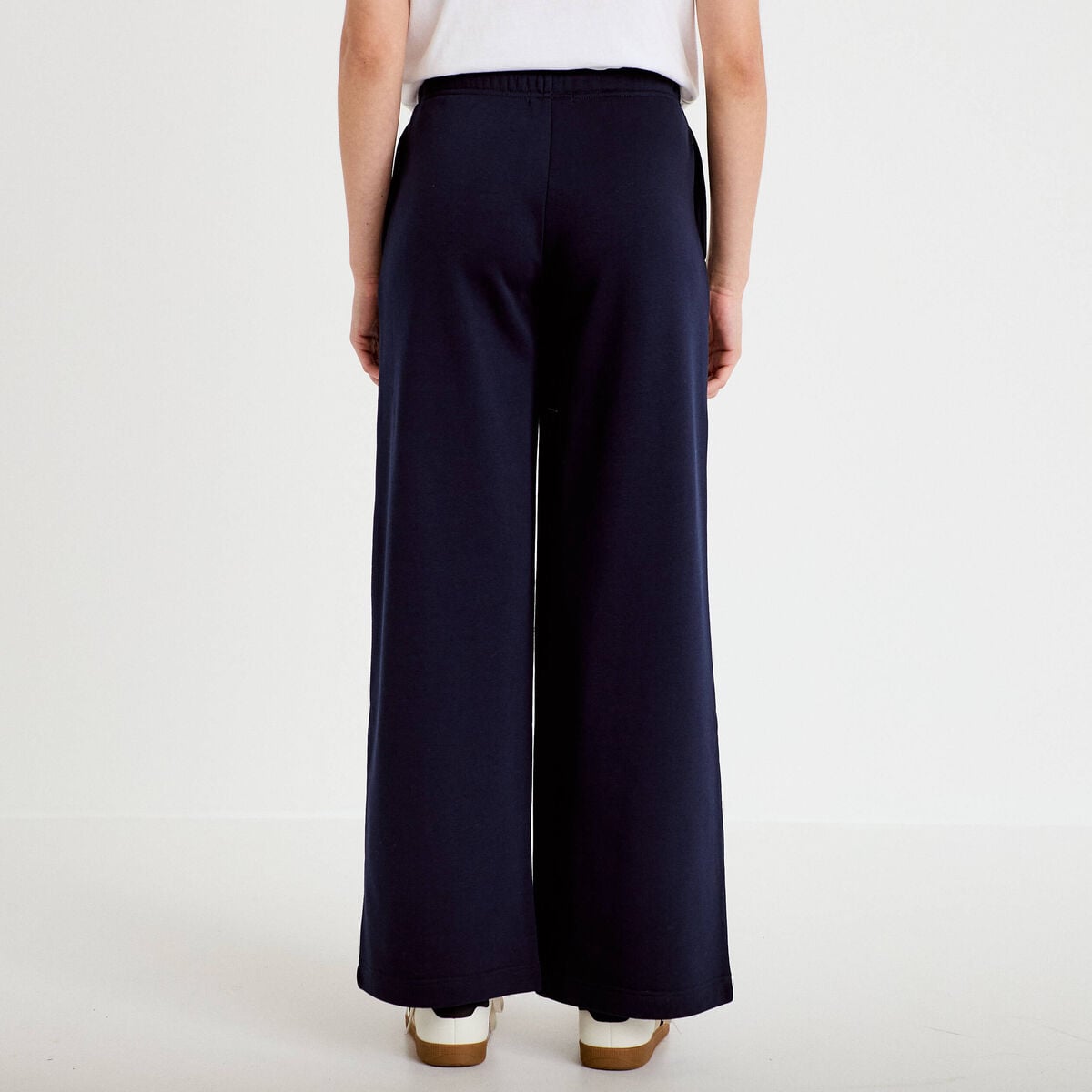 Pantalon large style jogging bleu marine femme