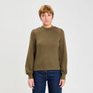 T-shirt manches longues d&eacute;tails ajour&eacute;s vert kaki femme