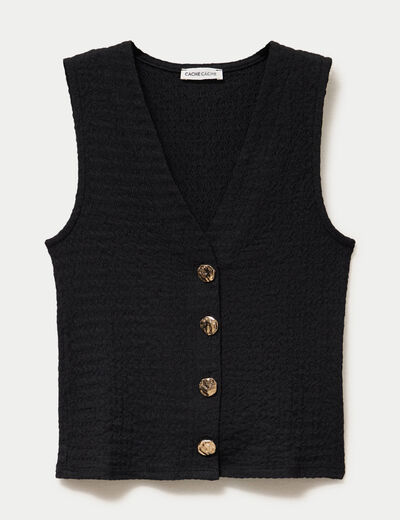 Gilet cintr&eacute; sans manches col v noir femme