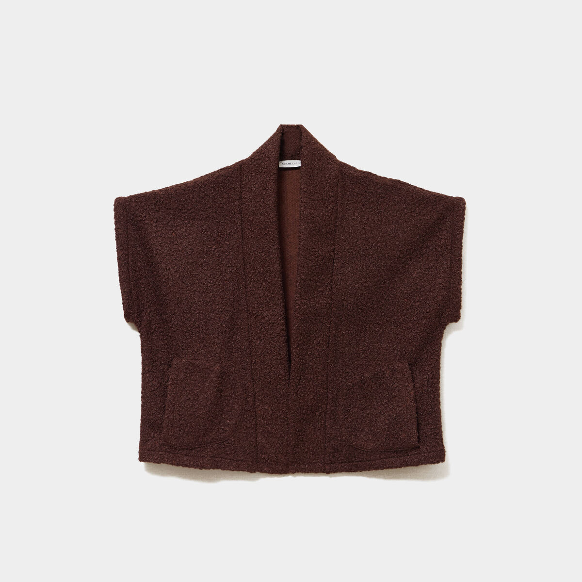 Gilet polaire manches courtes marron fonc&eacute; femme
