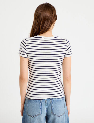 T-shirt c&ocirc;tel&eacute; ajust&eacute; blanc femme