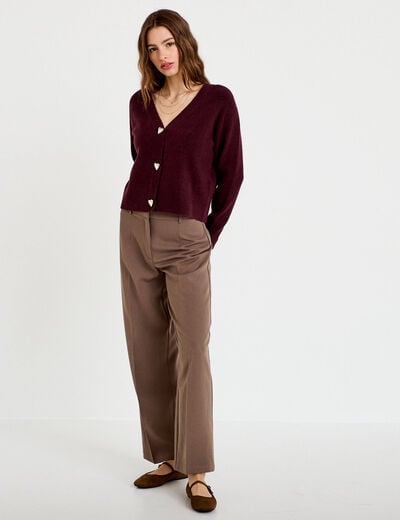 Pantalon large ventre plat taupe femme