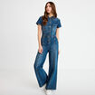 Combinaison manches courtes denim stone femme