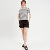 Short chino ceintur&eacute; noir femme