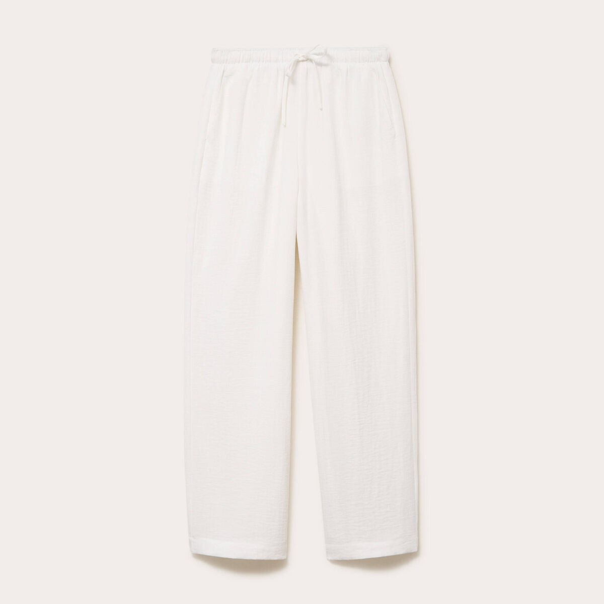 Pantalon large fluide taille &eacute;lastiqu&eacute;e ecru femme