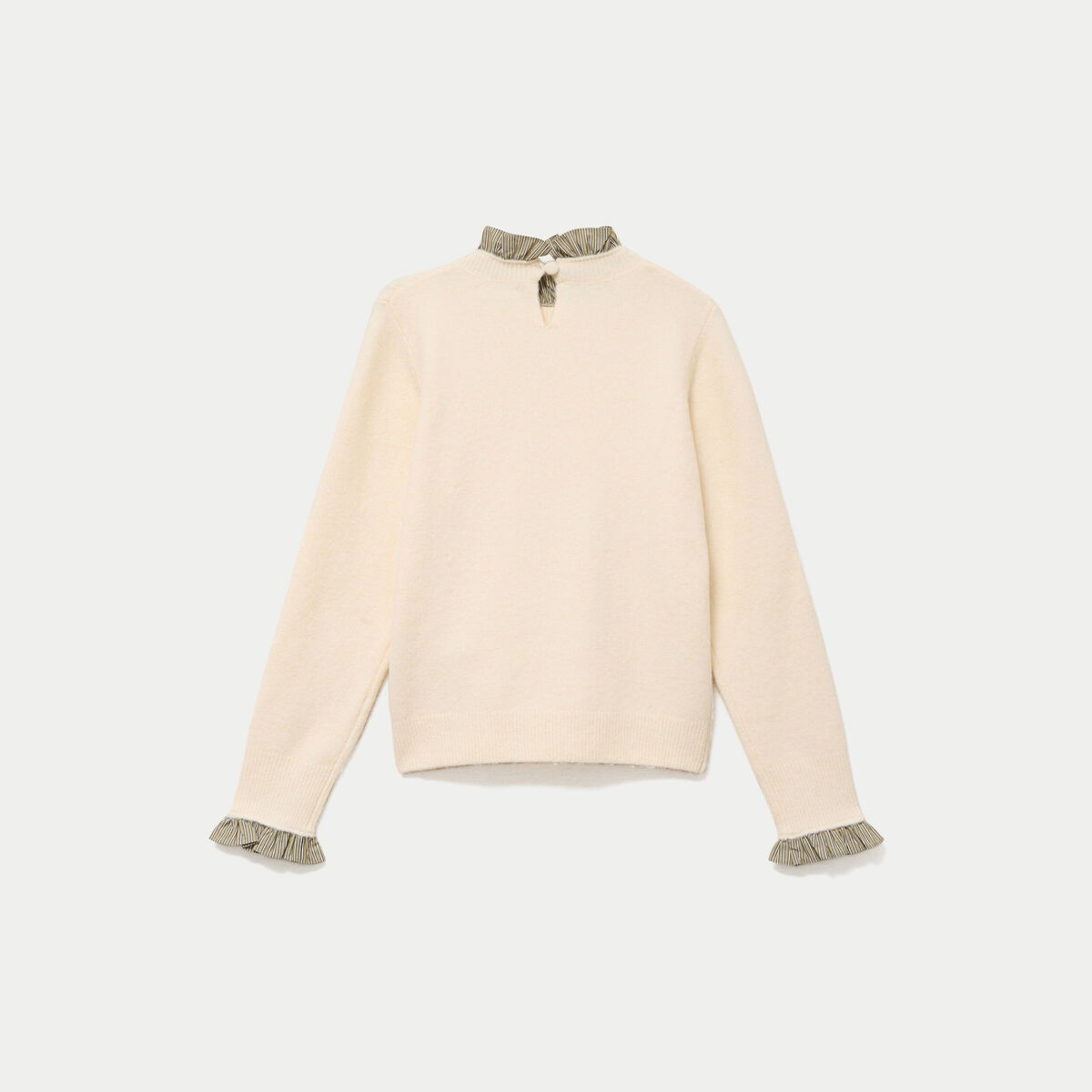 Pull col chemise manches longues sable femme