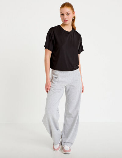 T-shirt col rond manches courtes noir femme