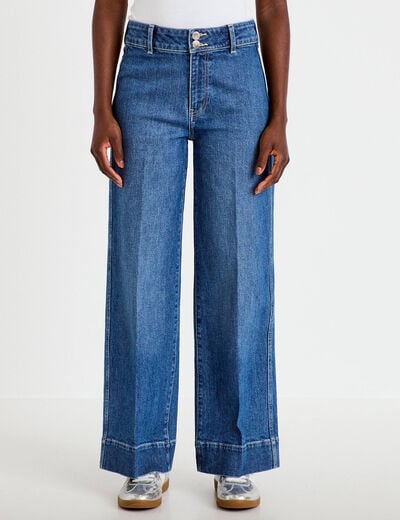 Jean wide leg taille haute denim double stone femme