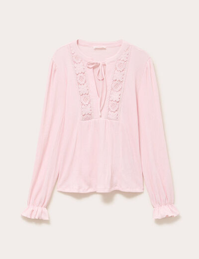 Blouse manches longues rose clair femme