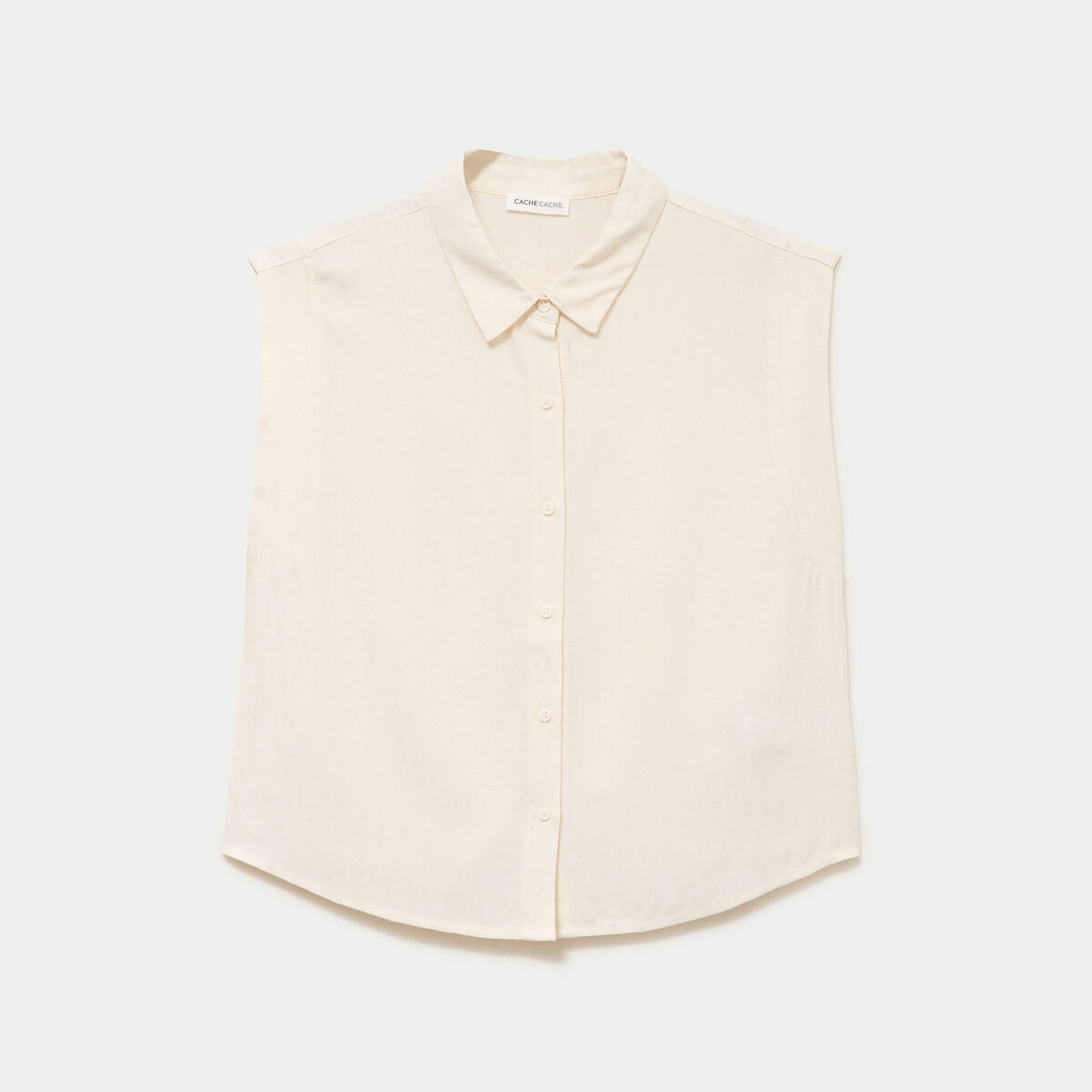 Chemise sans manches col am&eacute;ricain ecru femme