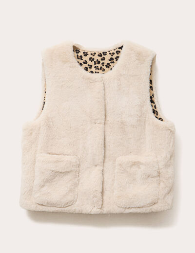Gilet r&eacute;versible sans manches ivoire femme