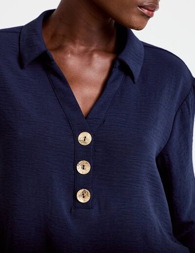 Blouse manches longues bleu marine femme
