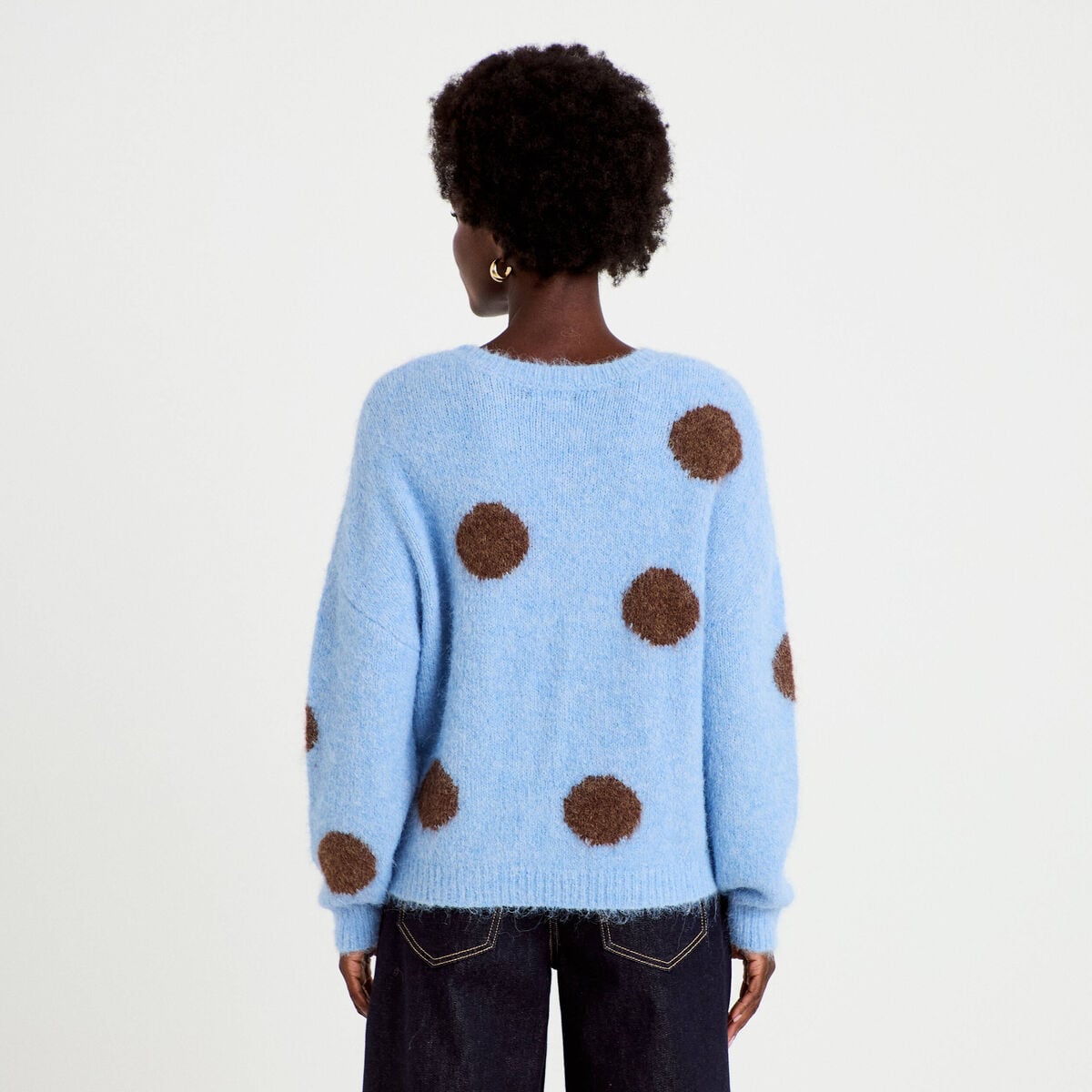 Pull manches longues bleu ciel femme