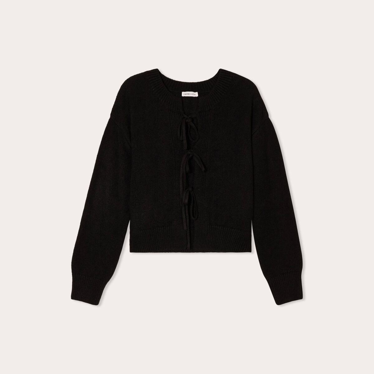 Gilet court nou&eacute; noir femme