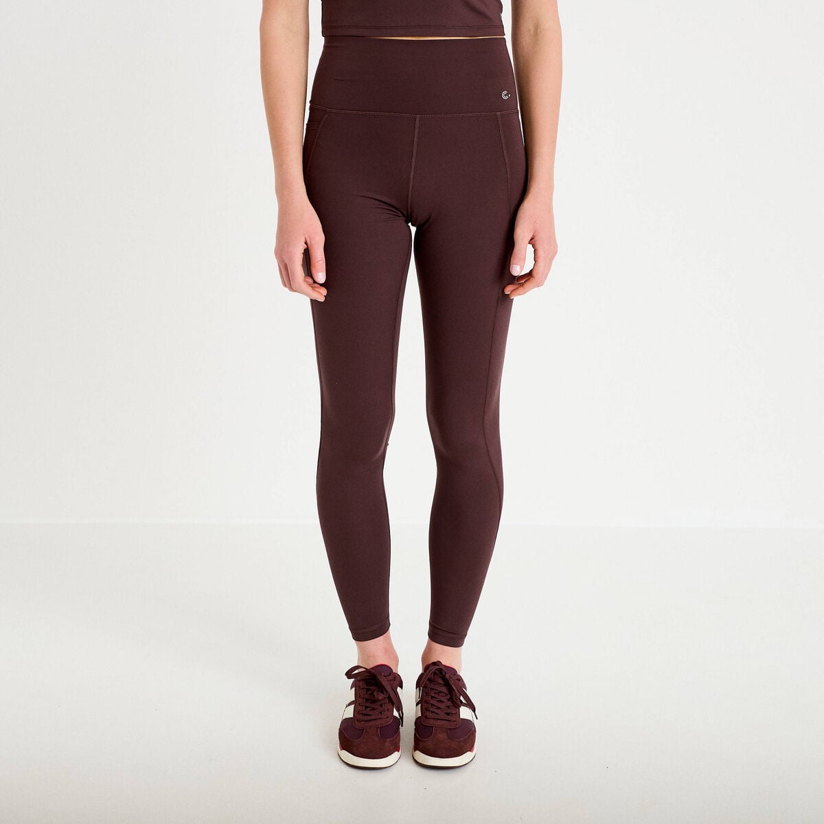 Leggings taille haute marron fonc&eacute; femme
