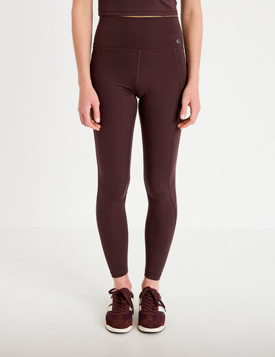 Leggings taille haute marron fonc&eacute; femme