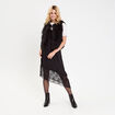 Gilet court sans manches fausse fourrure noir femme
