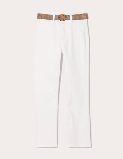 Jean bootcut cropped taille haute ecru femme