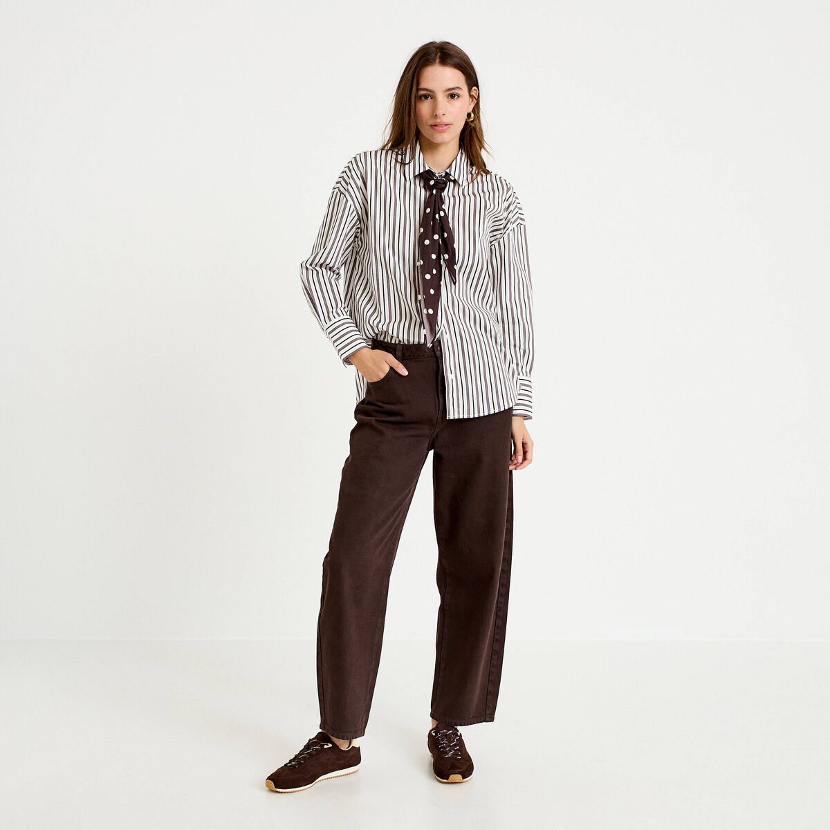 Chemise oversize manches longues blanc femme