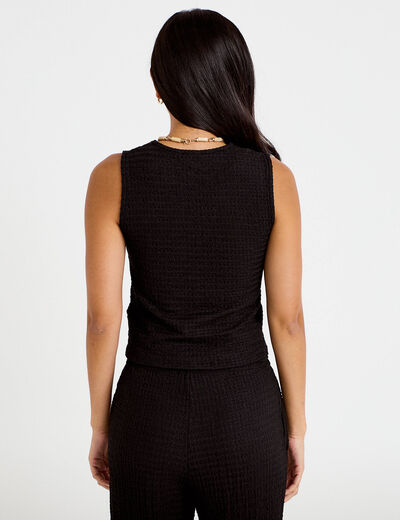 Gilet cintr&eacute; sans manches col v noir femme