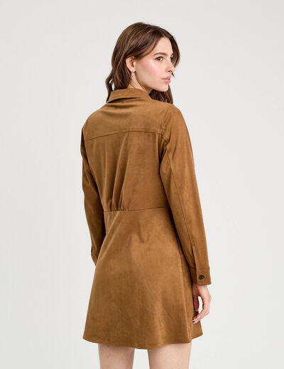 Robe &eacute;vas&eacute;e su&eacute;dine marron femme