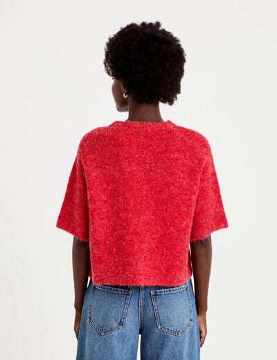 Pull manches courtes rouge femme