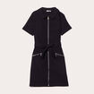 Robe droite zipp&eacute;e ceintur&eacute;e noir femme