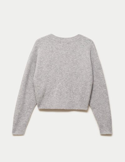 Gilet court nou&eacute; gris clair femme