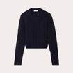 Pull avec torsades bleu marine femme
