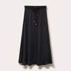 Jupe longue &eacute;vas&eacute;e satin noir femme