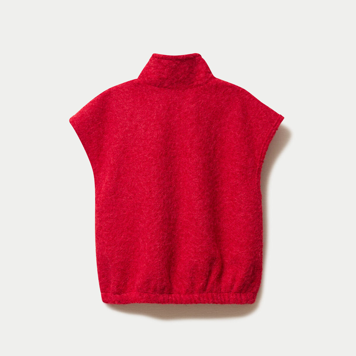 Veste sans manches col montant rouge femme