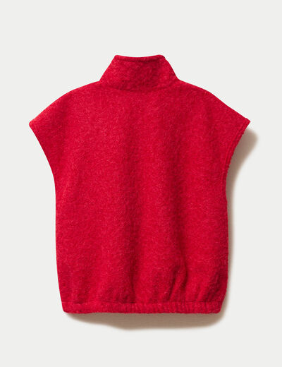 Veste sans manches col montant rouge femme