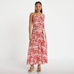 Robe longue &eacute;vas&eacute;e bretelles fines rouge femme