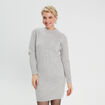 Robe pull &agrave; torsades gris clair femme