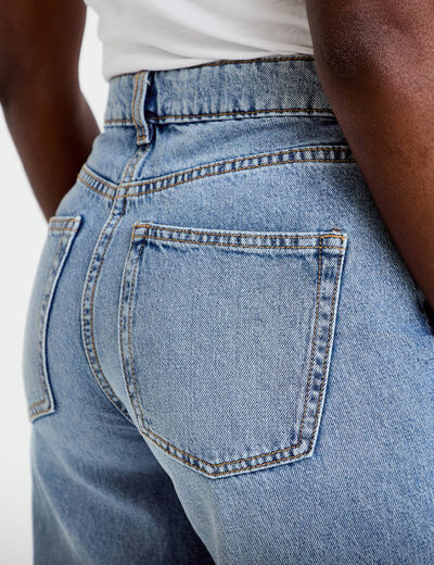 Jeans wide leg taille haute denim double stone femme