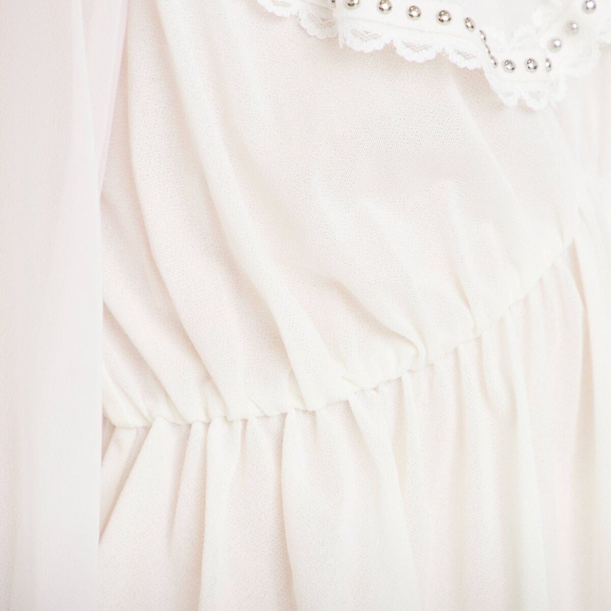 Blouse col claudine bas resserr&eacute; ecru femme
