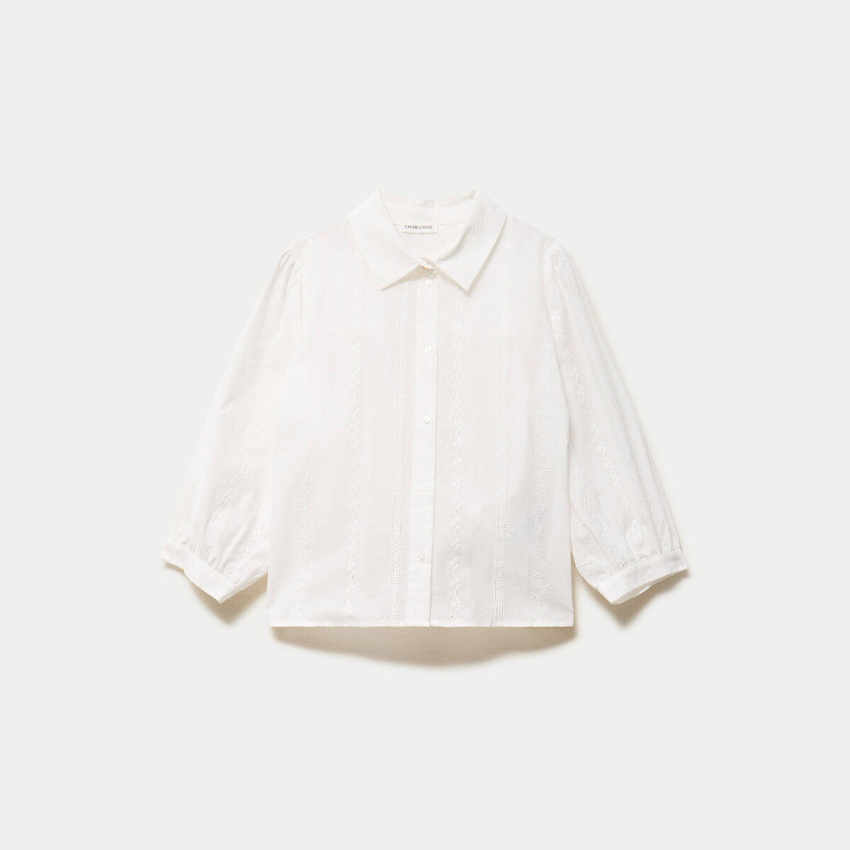 Chemise droite col classique manches 3/4 ecru femme