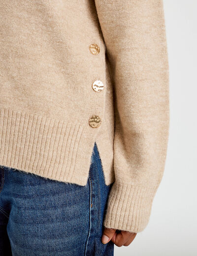 Pull manches longues beige femme