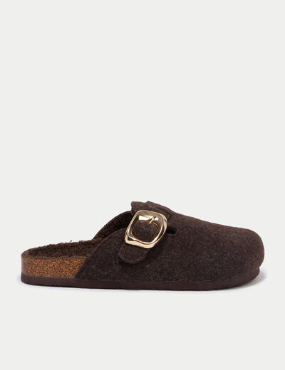 Chaussons sabot marron fonc&eacute; femme