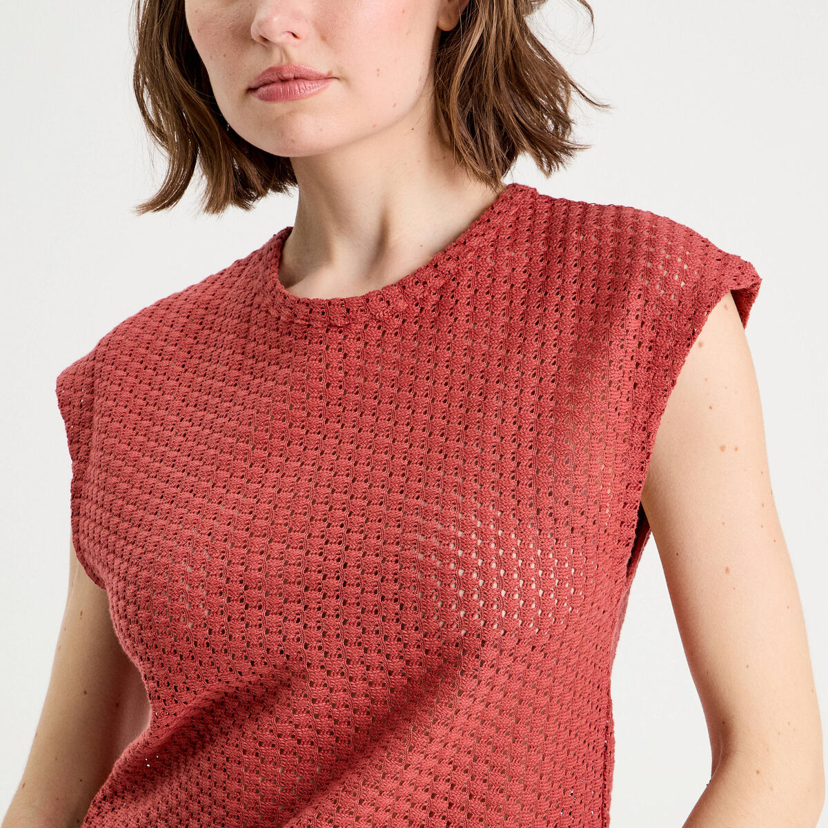 D&eacute;bardeur ajour&eacute; vieux rose femme
