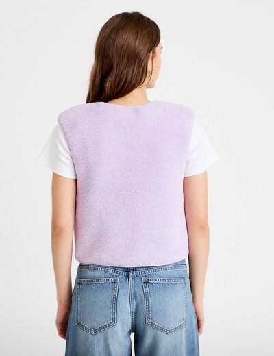 Gilet sans manches effet polaire parme femme