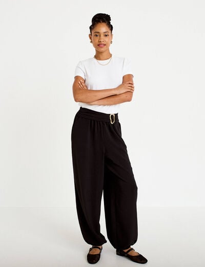 Pantalon bouffant taille standard noir femme