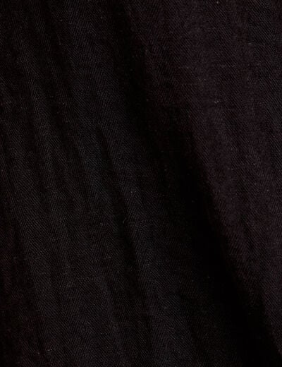 Chemise droite pliss&eacute;e manches courtes noir femme