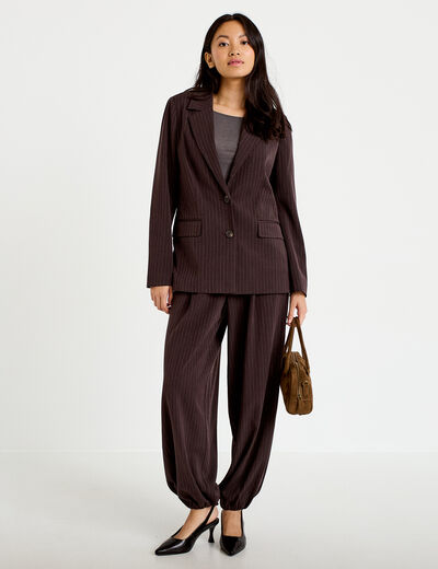 Blazer col classique manches longues marron femme