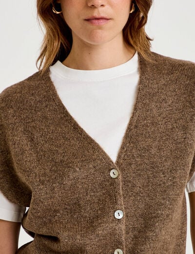 Gilet sans manches marron clair femme