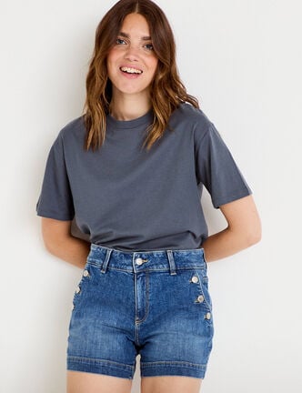 Short en jean denim double stone femme