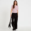 Polo manches courtes col chemise rose femme