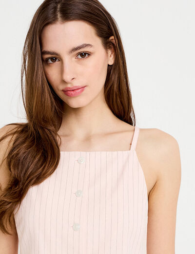 Gilet ajust&eacute; col v bretelles fines rose femme