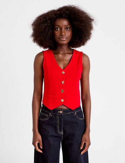 Gilet sans manches rouge femme